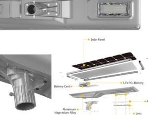 Blue Carbon 100W All-in-One Solar Street Light – compact integrated solar panel