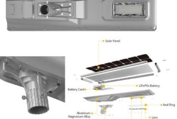 Blue Carbon 100W All-in-One Solar Street Light – compact integrated solar panel